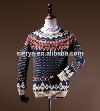 100%lambswool men's jacquard sweater