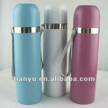 Slim shape stainless steel vacuum thermos flask with carry strap 350ml&500ml