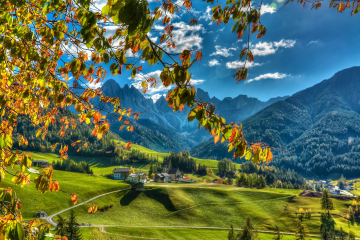 Home decoration villnoss south tyrol italy dolomites funes iuzhnyi tirol Silk Fabric Poster Print FJ190611