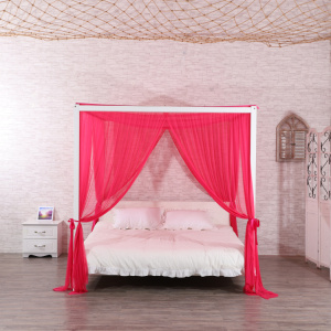 Rose Red Mosquito Net Bed Square Bed Canopy