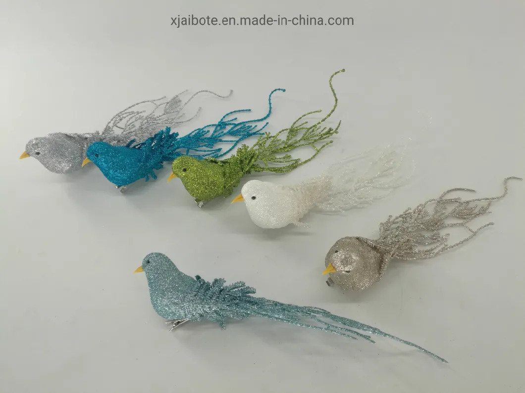 Newest Design Decorative Foam Bird with Clip for Christmas Tree Decorations