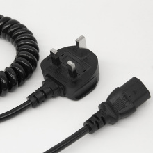 Customized BS UK to C13 Retractile Coil Cords - AC Power Cord with EU Plug