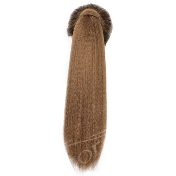 Fiber Brown Silky Natural Color Yaki Drawstring African Long Straight Wigs Synthetic Hair Ponytail Extension