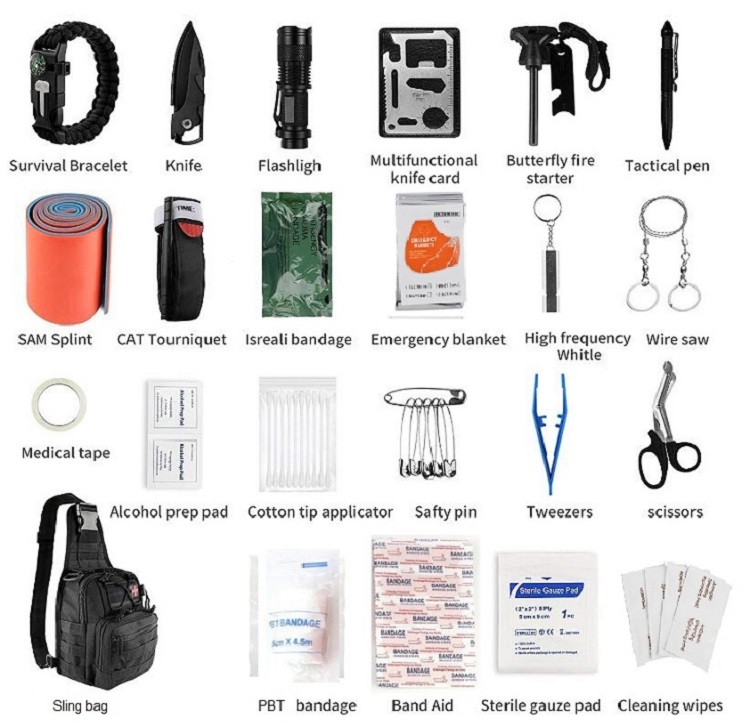 2021 New Gift Sling Bag Tactical Tool Survival Kit ,Emergency Survival Trauma Kit Camping EDC Gear Kit