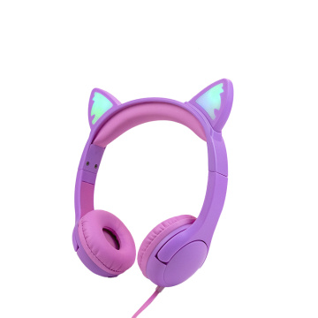 LED glowing wired kids headphone