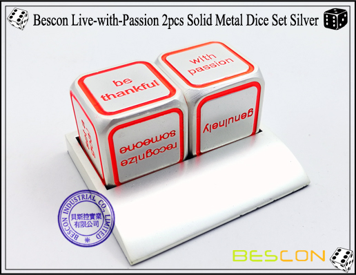 Bescon Live-with-Passion 2tlg. Vollmetall Würfel Set Silber-1 Bescon Live-with-Passion 2pcs Solid Metal Dice Set Silver-1