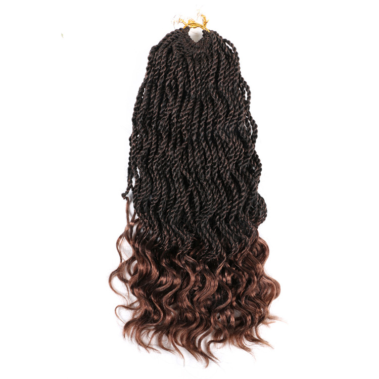 Wavy Senegalese Twist Braids Crochet Hair with Loose Curl Ends Twist Braid Hair Extension14inch 35 Strands