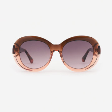 Cambered Round Acetate Unisex Sunglasses