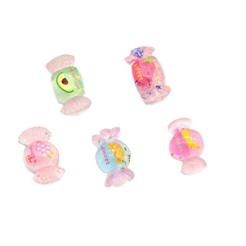 Resin Sweet Candy Flatback Cabochons Υπέροχο επιδόρπιο Candy Dollhouse Food Slime Charms για DIY Scrapbooking Διακόσμηση μαλλιών