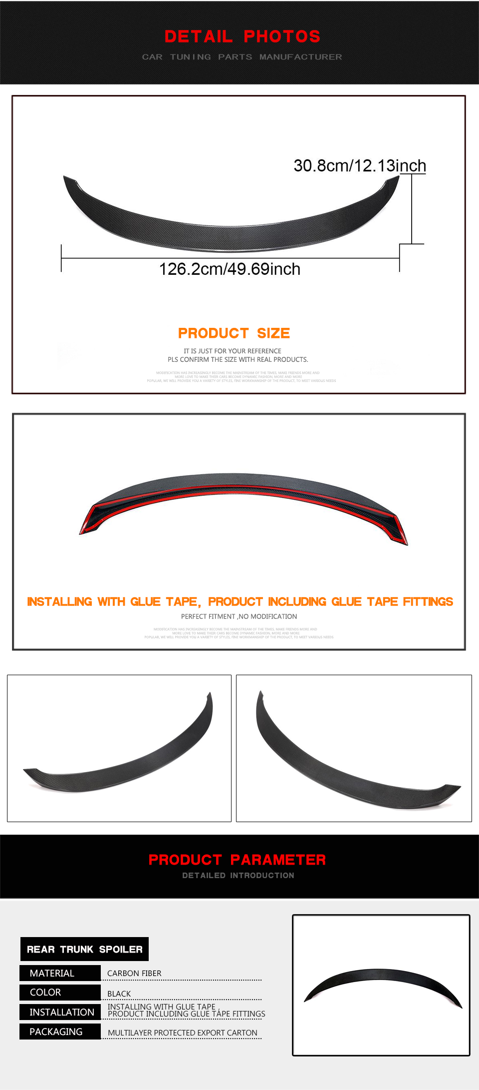 Carbon Fiber C197 Rear Trunk Spoiler for Mercedes Benz SLS AMG C197 2010-2014