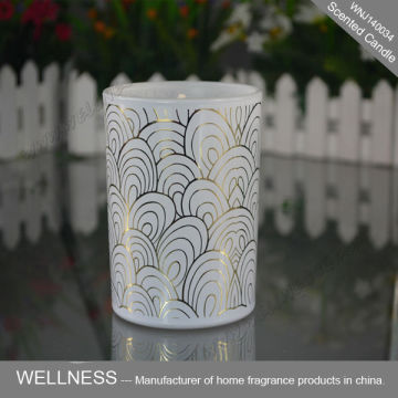 hotsale luxury white glass scented soy candle