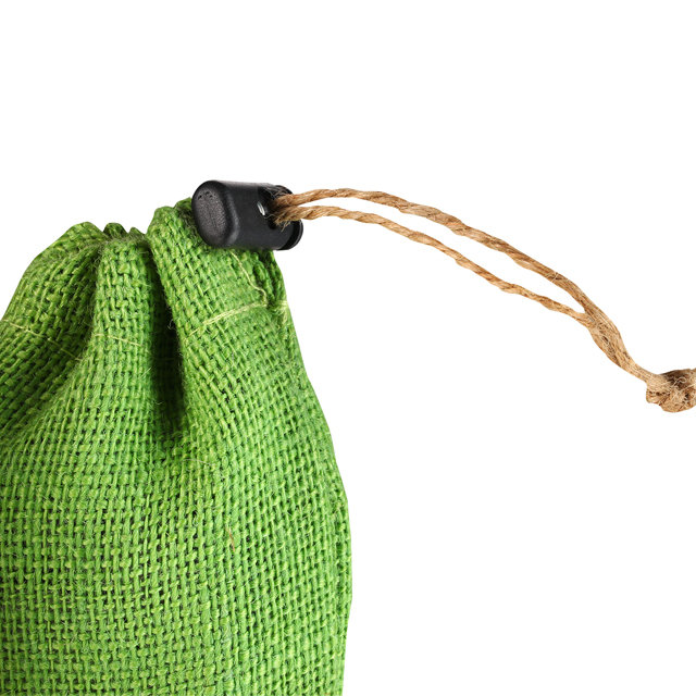 custom green linen bag drawstring with ball