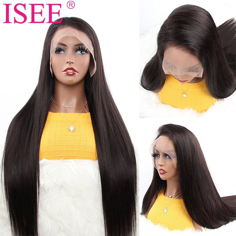 ISEE Transparent 28 30 32 inch HD lace front human hair wigs,cuticle aligned long inch straight 360 Lace Front Wig Vendors