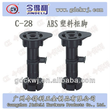 Plastic adjustable kitchen cabinet legs , black legs