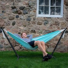 Portable Double Deluxe Hammock Swing with Stand for Indoor or Outdoor Use