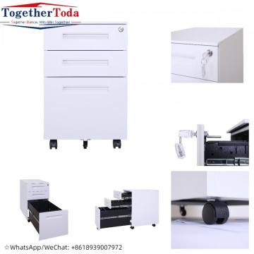 Commercial metal 3 drawer steel pedestal movable cabinet