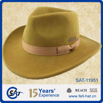 yellow plain wool felt cowboy outdoor hat