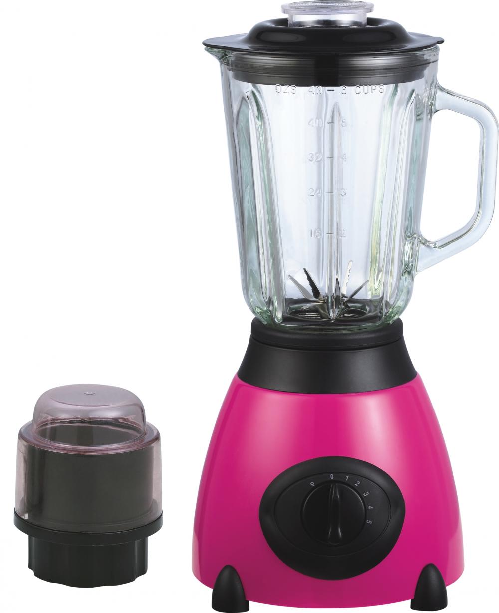 Stainless steel blender with glass jar