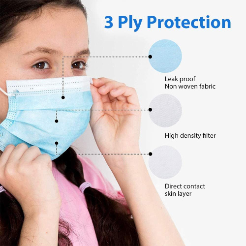 Медицинская 3-слойная дышащая защитная маска для лица детская