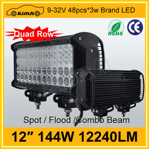 Manufacture Brand 12" 144W 12240LM outdoor led light bar