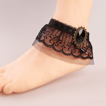 Mystery Black Lace Anklet Gemstone Ankle Bracelets For Women