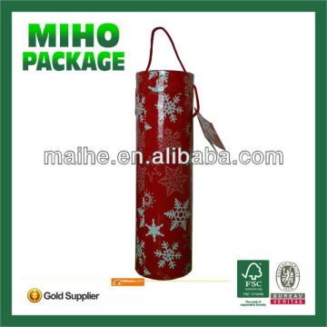 red wine box/round cardboard wine box with lid/packaging box wine