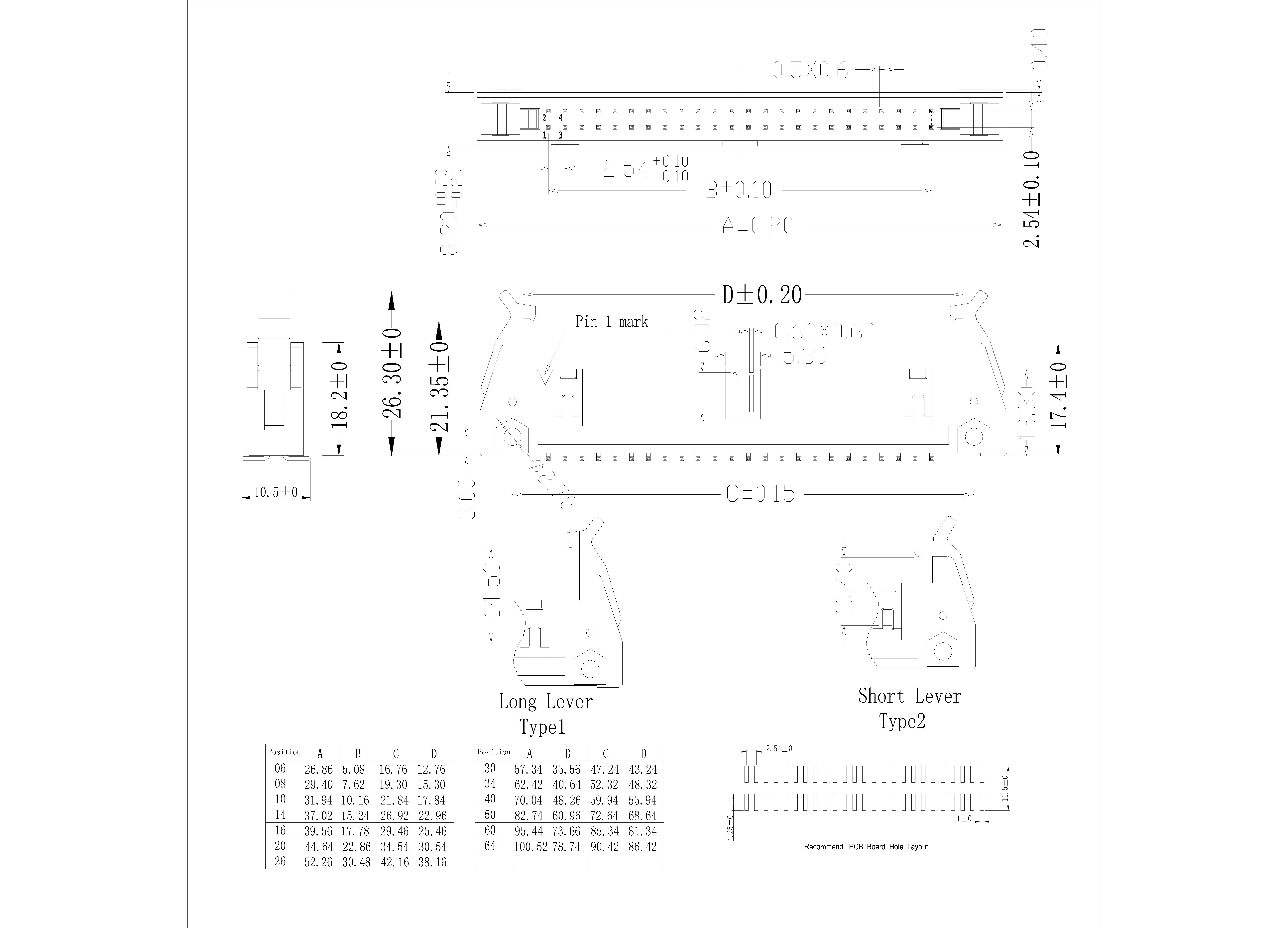 LHDM04 2.54mm Ejector Header SMT Type With Lever