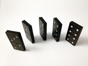 Black wooden domino game set, double six wooden dominoes