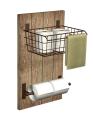 Metalen en houten badkamer Wall Organizer en Tissue Paper Holder