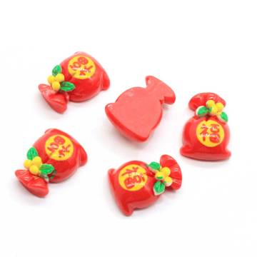 100 stks Chinese Stijl Rode Lucky Bag Vormige Hars Cabochon Voor Holiday Party Decor DIY Craft Kids Speelgoed Ornamenten