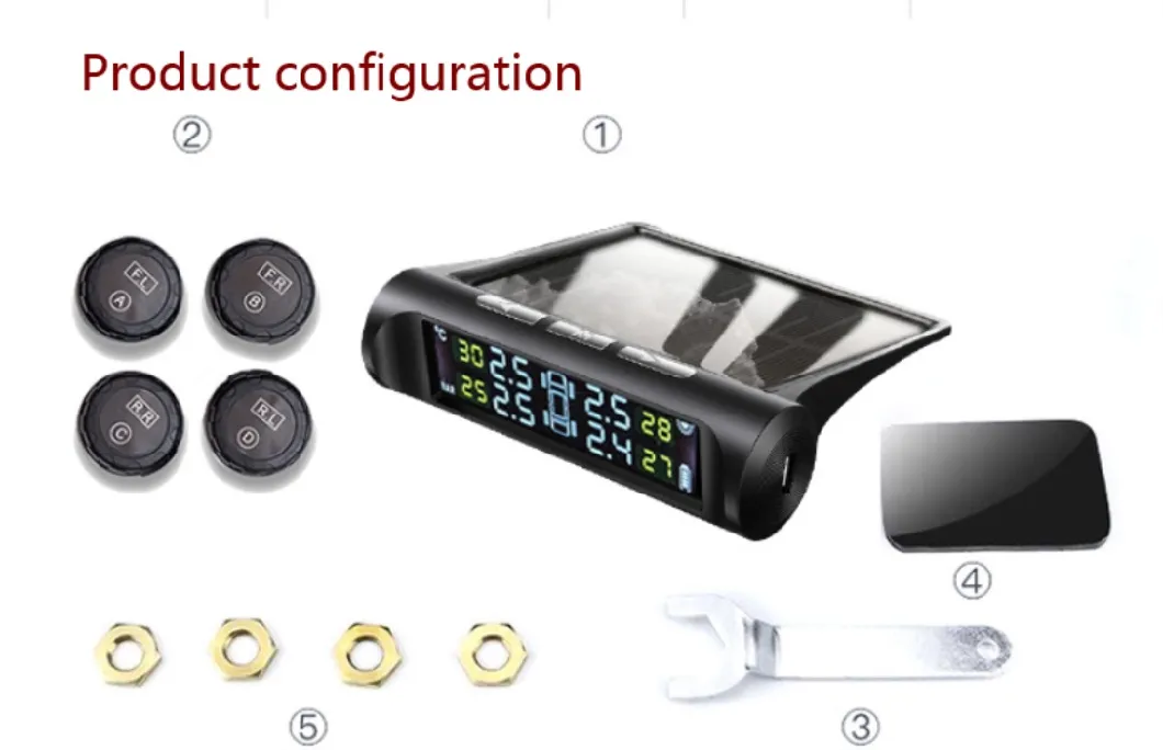 Smart Car TPMS Tyre Pressure Monitoring System Solar Power Digital LCD Display Auto Security Alarm Systems Tyre Pressure