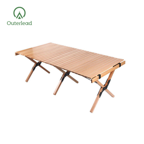 Outdoor Egg Roll Foldable Wooden Camping Table