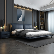 Simple leather headboard king size bedroom queen bed