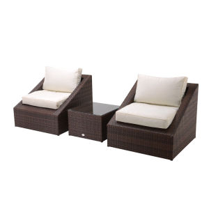 3pc Stahl Rattan Chat-Set