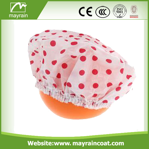 Polyester Waterproof Floral PEVA Plastic Shower Cap