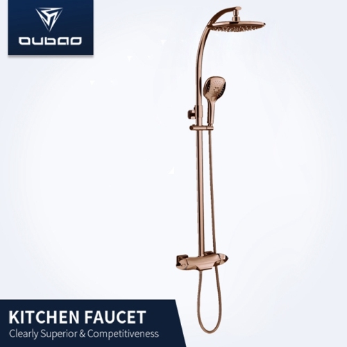 Rose Gold Terkena Kuningan Faucet Mixer Termostatik Shower