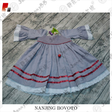 wholesale girl smocked natural fabric cotton dress