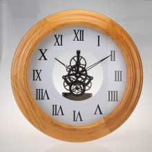 Solid wooden round skeleton wall clock KW1012