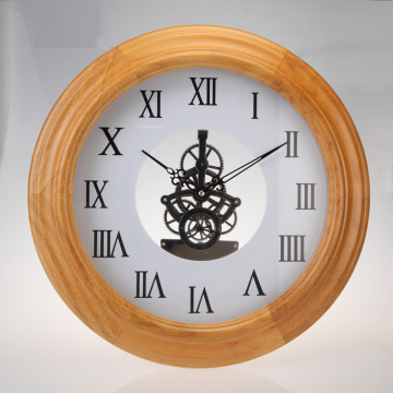 Solid wooden round skeleton wall clock KW1012