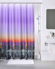 Febric purple colour night scene shower curtain