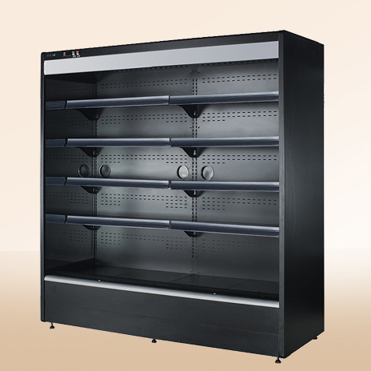 black supermarket open fruit display freezer vegetable chiller cake display stand refrigerated container refregerator