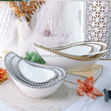RP025 Luxury Gold Bead Dinnerware - Chef Serving Dishes & Salad Bowl Sets
