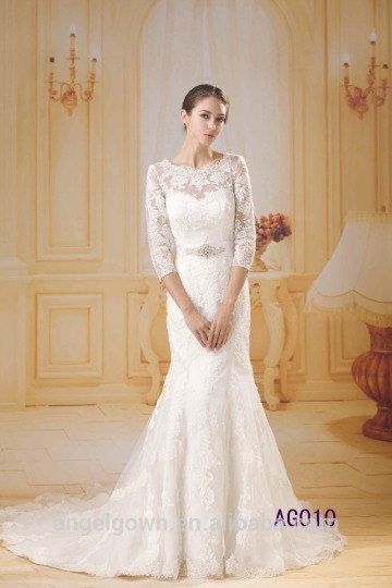 2016 guangzhou fashion long sleeves mermaid fishtail beaded lace wedding dresses