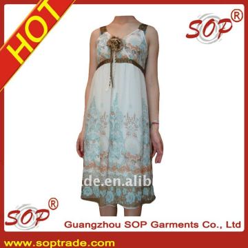 Western dress designs floral printed party dresses for women