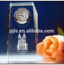 Customized 3D laser engraving House Shaped Crystal Clocks