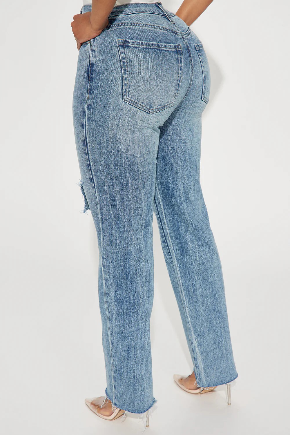 Поймать глаза, растягивая прямые джинсы ноги - Light Wash3 (1) Catching Your Eye Stretch Straight Leg Jeans - Light Wash3(1)