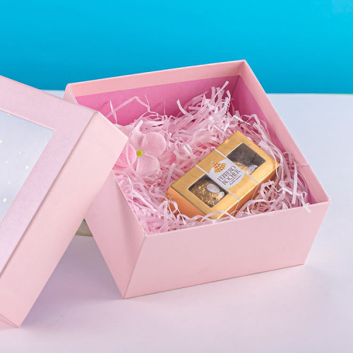 Custom Clear Window Pink Wedding Door Gift Box