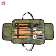 Wooden Handle Cooking Tongs Barbeque Tool Set Grilling Tools Stainless Steel Barbecue Bbq Tools Set