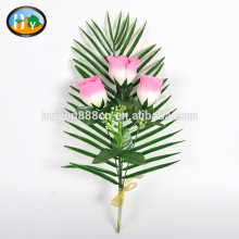 Wholesale artificial leaf with bush Silk rose bud Flowers Artificial Wedding Arrangements