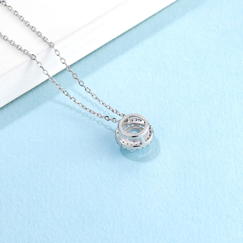 Vintage Luxury 925 Sterling Silver Moissanite Diamond Pendant Women Engagement Large Diamond Wedding Party Necklace